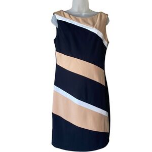 Connected Petite Colorblocked Sheath Dress, 8P, NWT, Business casual/office midi